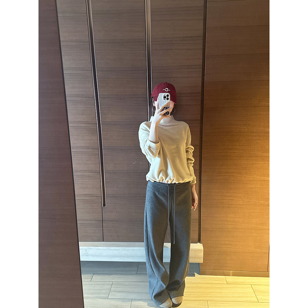 CHIA优雅帅气宽腰围抽绳毛呢料冬季保暖复合绒窄腿瘦身直筒裤,女装/女士精品,休闲裤,淘宝优惠券,粉丝福利购,淘宝优惠卷