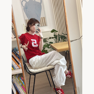 CHIA春夏简洁不简单的气质正肩款大字母刺绣字短袖常规随身t