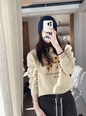 CHIA冬季抓绒保暖巨巨减龄动物卡通随身正肩卫衣穿出直角肩的卫衣