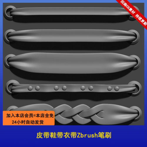 皮带鞋带衣带Zbrush笔刷