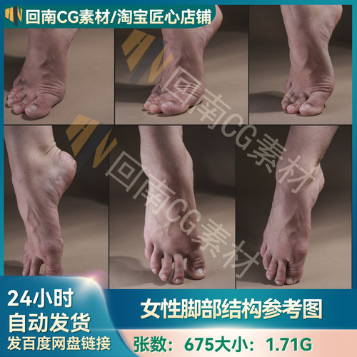 人物绘画速写素描参考图 675张女性脚部结构皮肤纹理 ZB建模雕塑