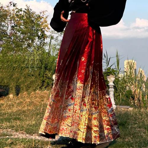 改良拉链织金仿妆花马面裙