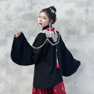 立领对襟云肩设计感明制雪纺衬衣女 琵琶袖 真大鱼大小码 喜相逢