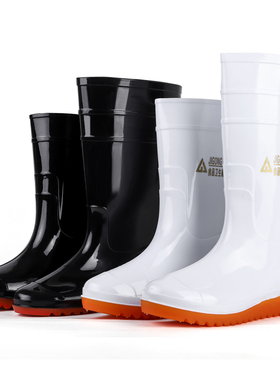 大码雨鞋平底雨靴男女中高筒水鞋水靴白色雨鞋食品卫生靴工作胶鞋