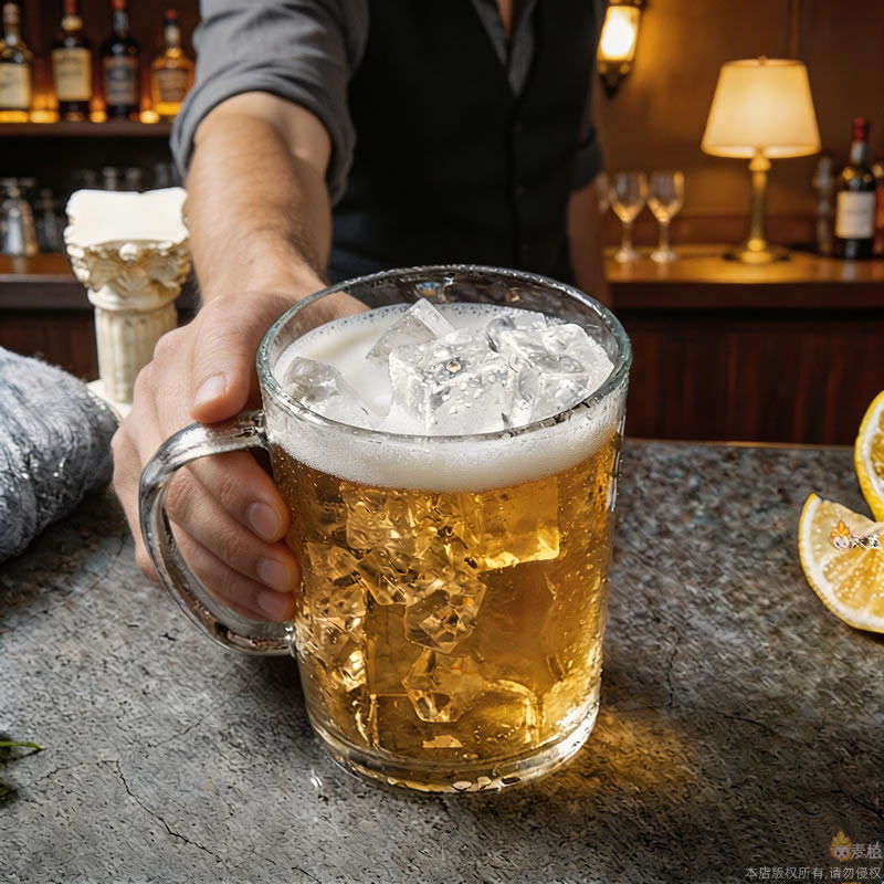 透明玻璃啤酒杯大容量加厚喝水杯家用商用红酒早餐牛奶杯果汁杯子