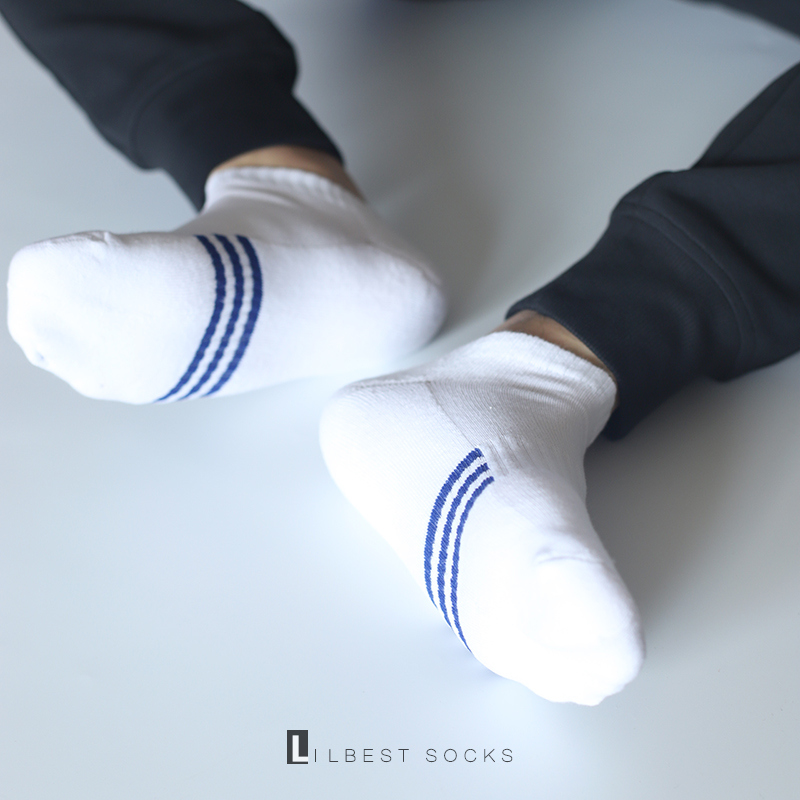 袜子男三杠时尚条纹毛巾底短袜