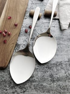 304不锈钢公勺一体成型加厚桃心大分餐勺18-10大勺磨砂菜勺公用勺