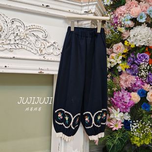 女童刺繡衛褲 橘寄橘寄 A82032 復古法式 奇跡花園 秋季 新款