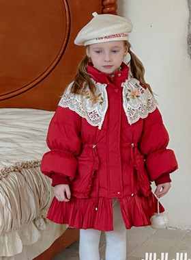 juji•橘寄【仙羽】女童杜邦三防白鹅绒服D8207安哥拉红