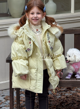 冬款大上新《茉莉浅香》新标90白鸭绒女童法式羽绒服保暖D62018