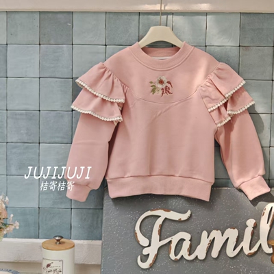 冬款大上新《迷雾花镜》女童冬季法式刺绣加绒加厚休闲卫衣D62025