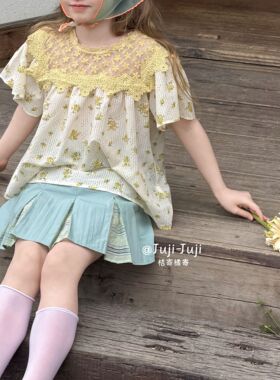 juji•橘寄雾漫青川夏季新款儿童女童法式森系洋气休闲百褶裙X8833