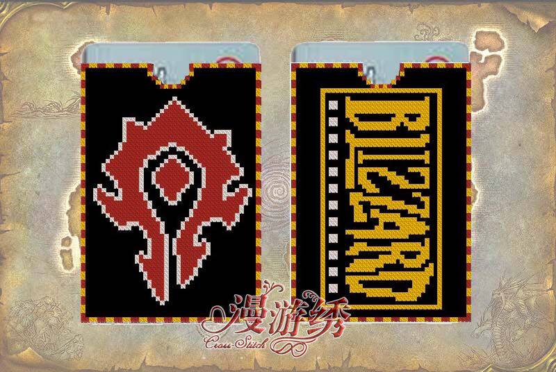 [2皇冠买六包邮]魔兽世界十字绣*联盟 部落 暴雪徽记 非成品 卡套