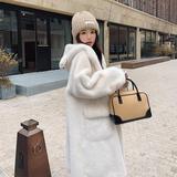 白色仿貂毛皮毛一体外套女冬中长款2024新款加厚可爱毛毛学生少女，女装皮草，宁宁家