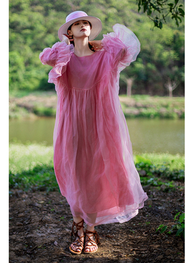 高端桑蚕丝国际春奢华洋气大气场强大上档次杭州真丝大牌连衣裙女