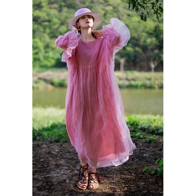 高端桑蚕丝奢华真丝大牌连衣裙