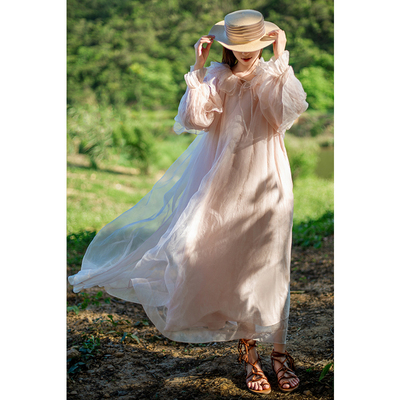 高端桑蚕丝国际春奢华洋气大气场强大上档次品牌真丝大牌连衣裙女