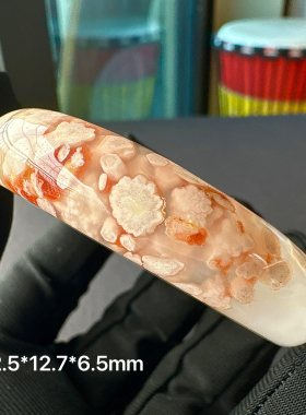孤品一物一图52圈高冰果冻红色樱花玛瑙手镯 天然立体飘花独特
