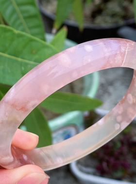 万千少女风冰透粉紫色玛瑙手镯