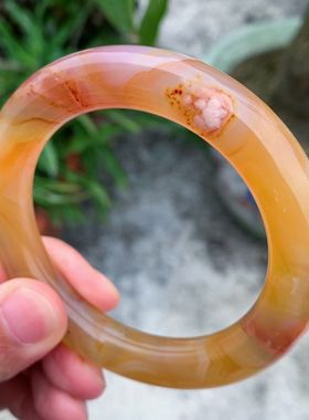 樱花玛瑙焦糖色海洋玉髓胖圆条