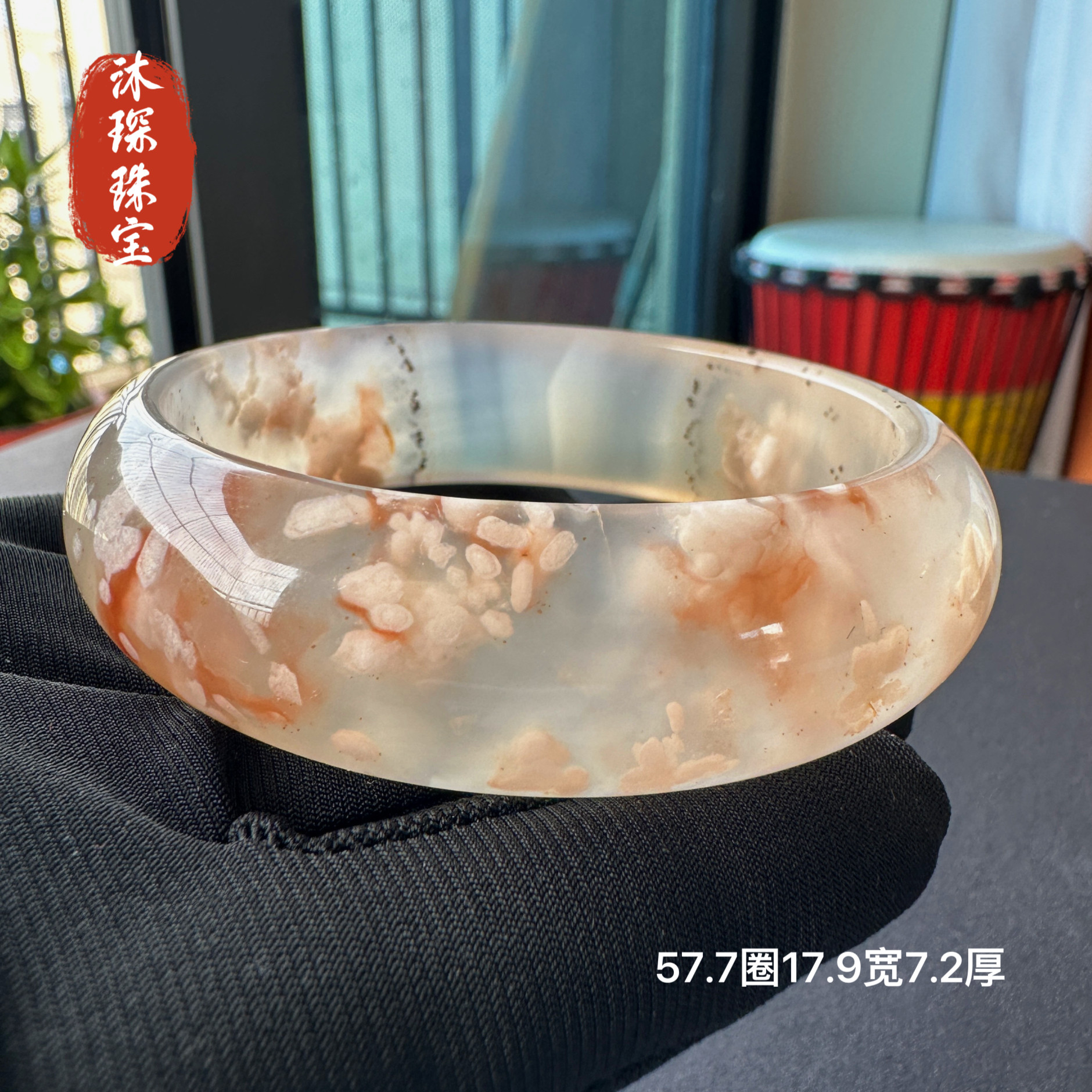 冰透体樱花玛瑙仙女款文艺风手镯