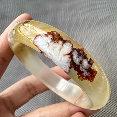 天然樱花玛瑙手镯冰种粉玉髓女神