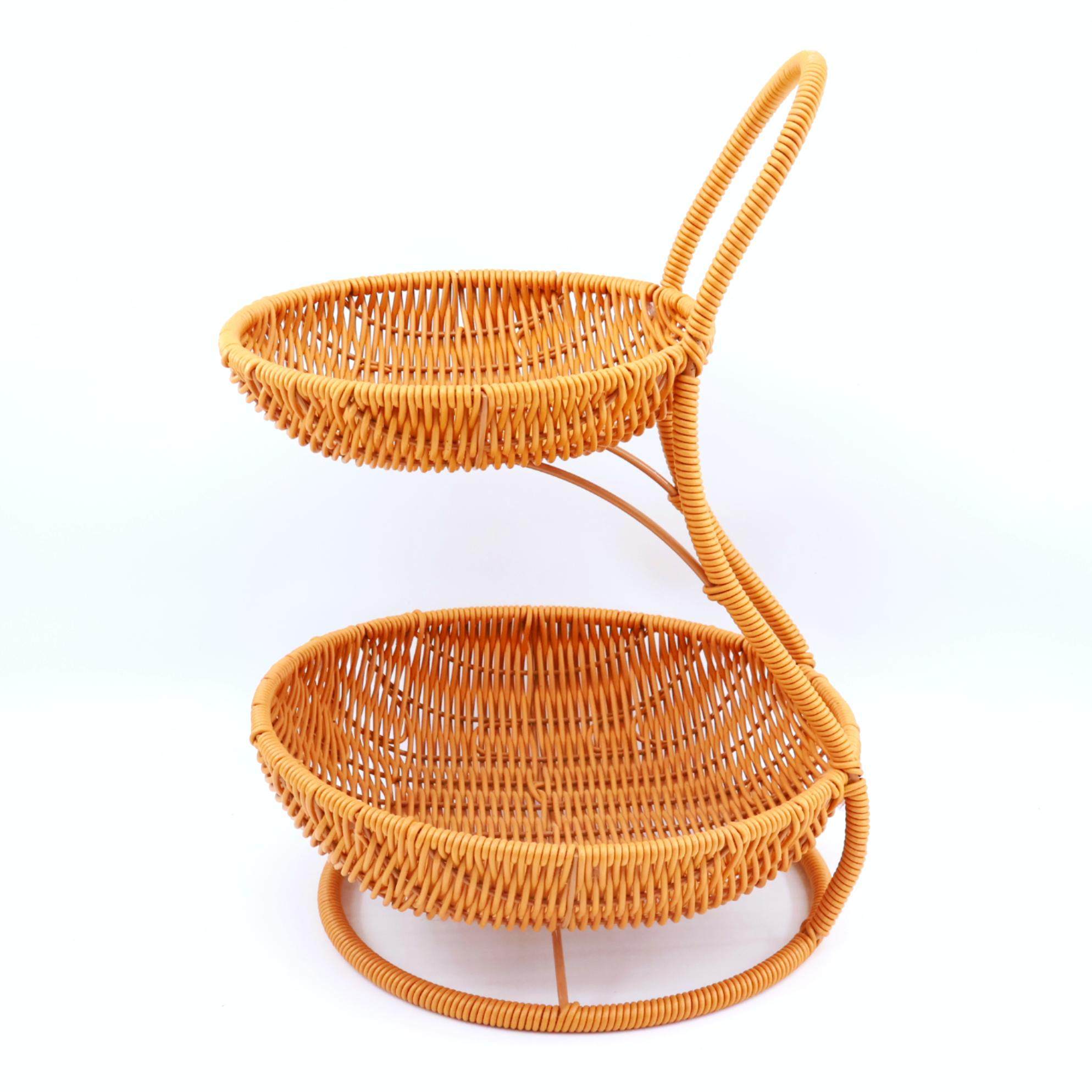 编织创意多双层果点心零食水果篮家用杂物筐糖果客厅收纳钥匙托盘