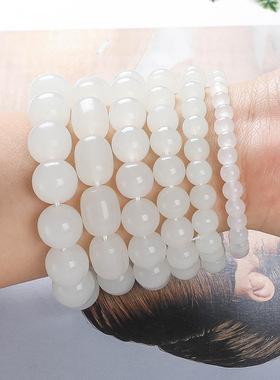 钛钢手链 渐变色冰透白色仿汉白玉手串珠ins地摊直播手链女