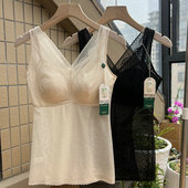 宽肩内衣塑身美体塑形打底背心百搭透气 时尚 春夏新款 蕾丝V领薄款