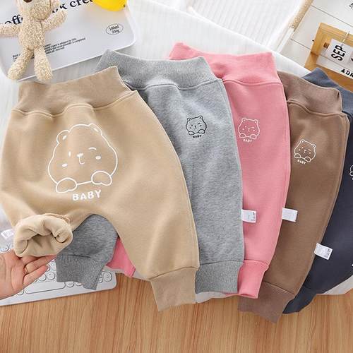 宝宝纯棉薄绒裤子秋冬季