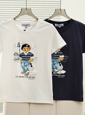 2026夏季新款学院风休闲宽松舒适卡通圆领短袖T恤女TTRA2624W3A
