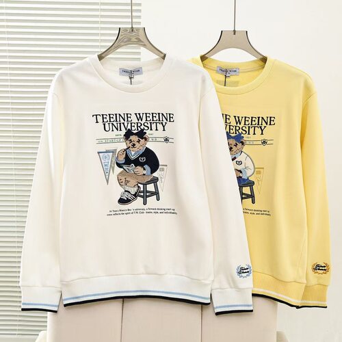 2026春季新款女装学院风重工刺绣简约圆领长袖卫衣TTMA2612C1A