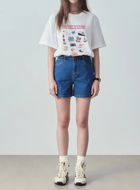 2024春夏新款女装学院风海军风休闲宽松套头短袖T恤TTRA242403P