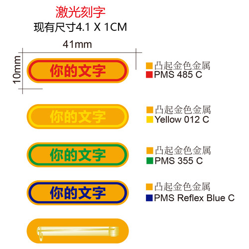 TOP镭射激光刻字条形徽章定制 lapel pin engraved bar badge
