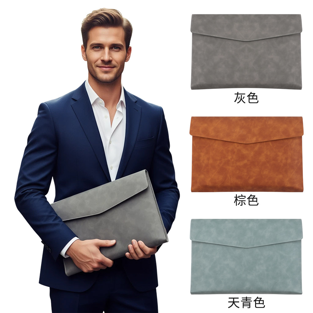 商务大容量A4文件袋办公资料袋信封式皮质收纳袋商务会议包可定制