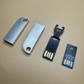 DIY全金属U盘外壳圆角矩形银色适合长款 黑胶体2.3.0换壳