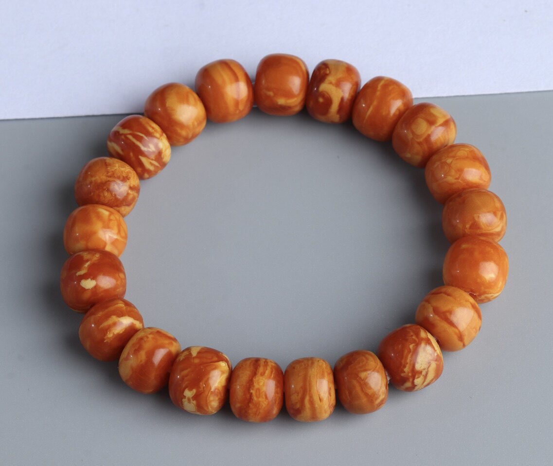 极品老蜜蜡老型手串中东老蜜蜡 颗颗精选 蜡质醇厚 红皮花蜡