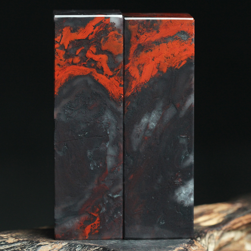 玉枢坊精品乾坤料天然桂林鸡血玉对章鸡血石印章玉原石章印石收藏