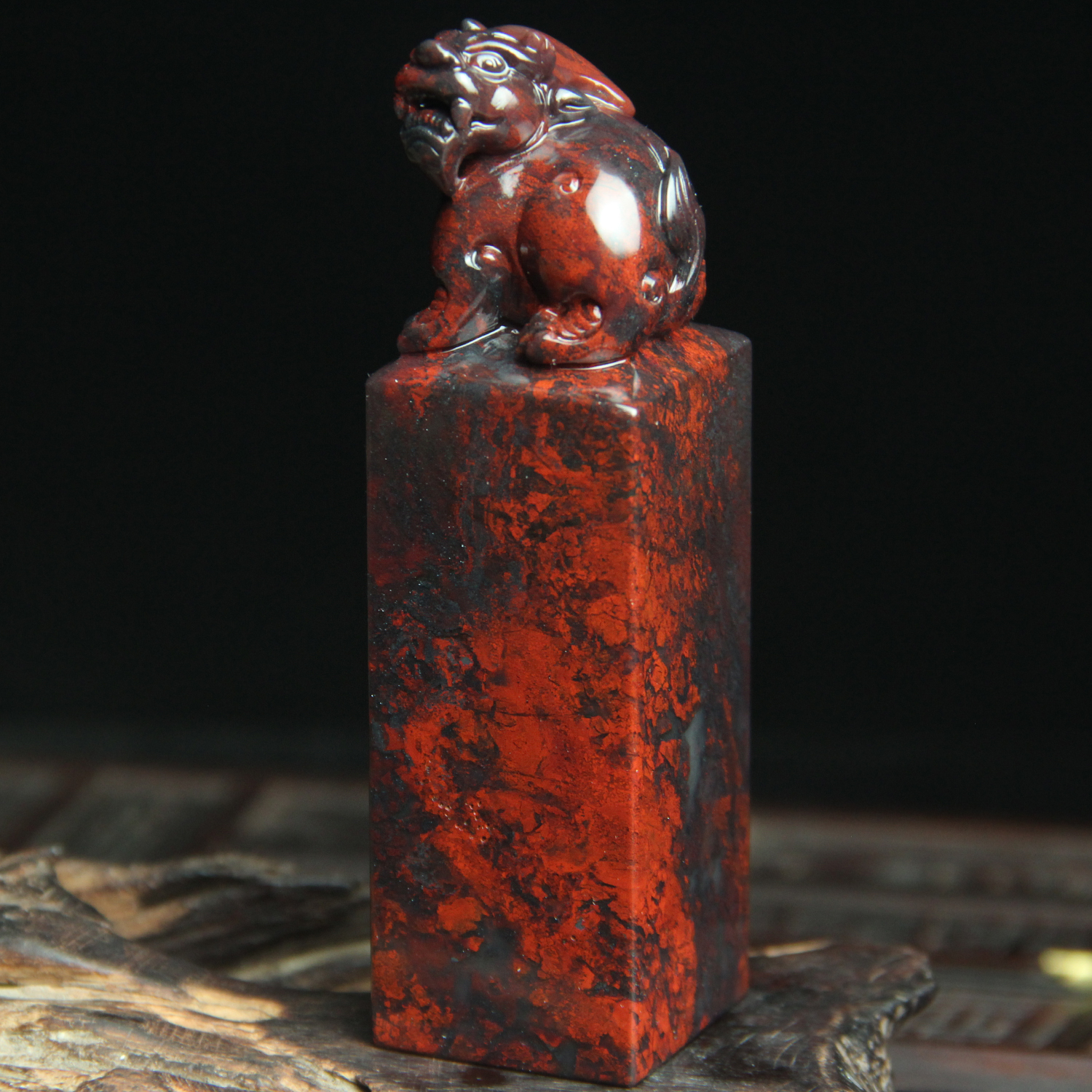 珍品天然桂林鸡血玉貔貅印章鸡血石印玺玉石印石书法姓名刻字送礼