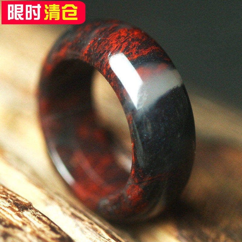 玉枢坊天然桂林鸡血玉戒指鸡血石指环玉石指圈戒圈玉戒子男女款