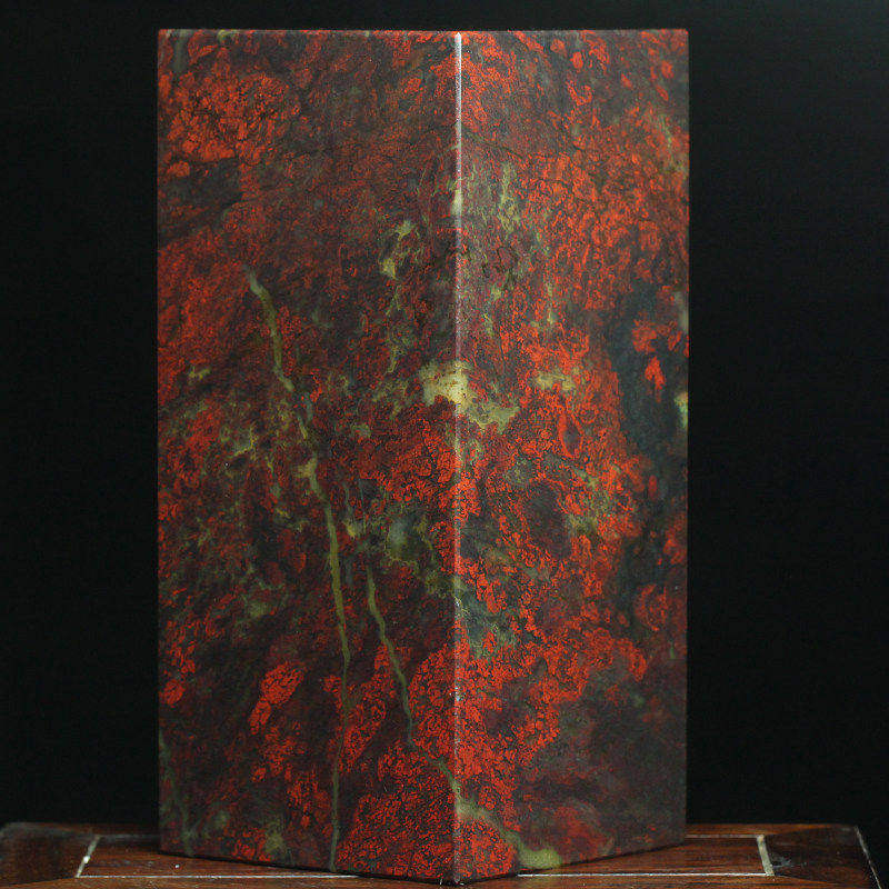 玉枢坊孤品大料天然桂林鸡血玉印章原石章料鸡血石章玉石章摆件藏