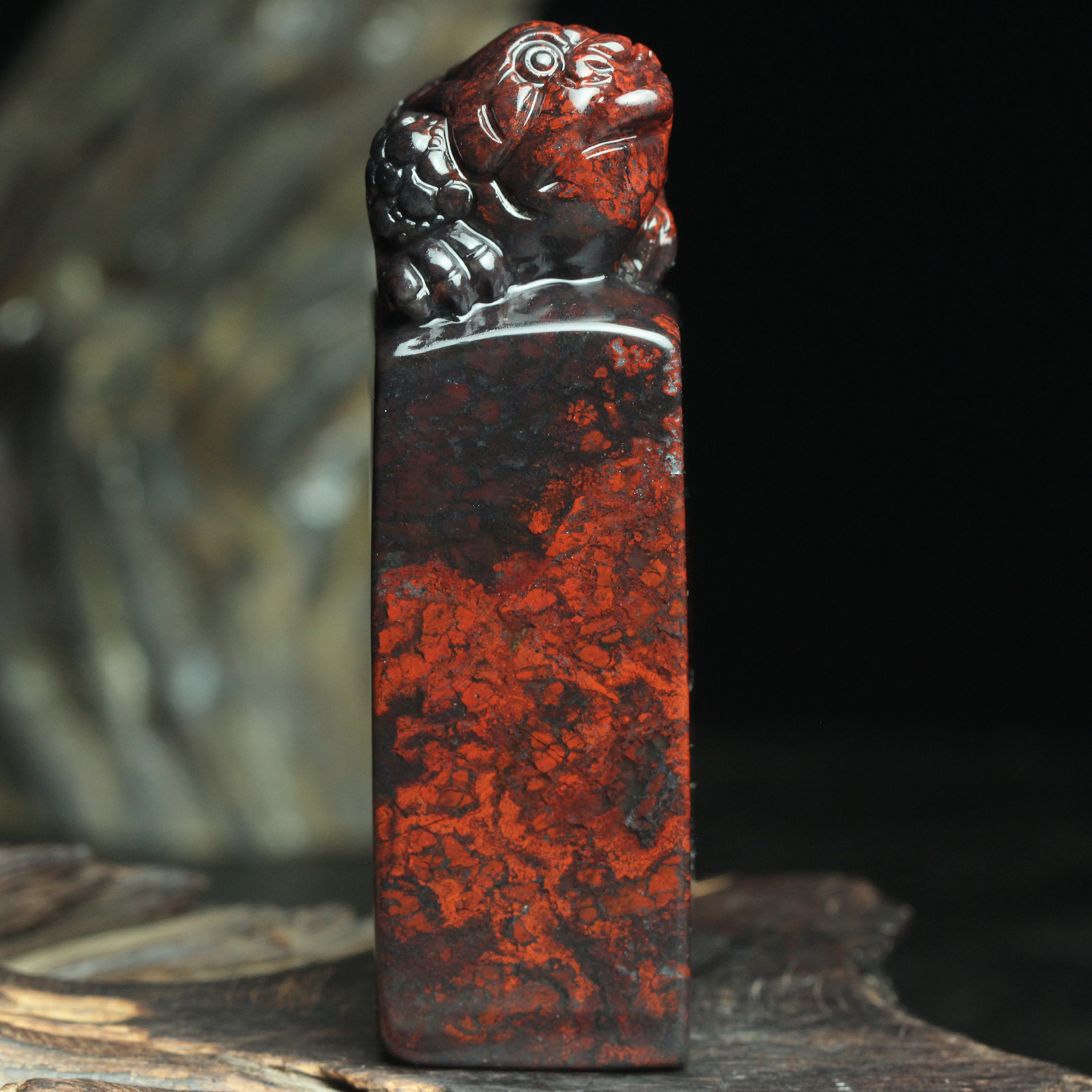 精品珍藏天然桂林鸡血玉金蟾印章鸡血石章料玉石印玺姓名章送礼