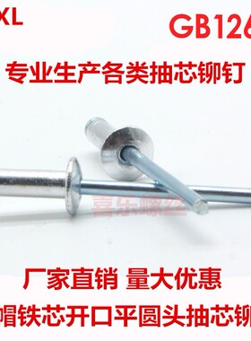 全铝帽铝芯GB12618开口型盘头开口平圆头抽芯铆钉 M4.8/M5M6M6.4