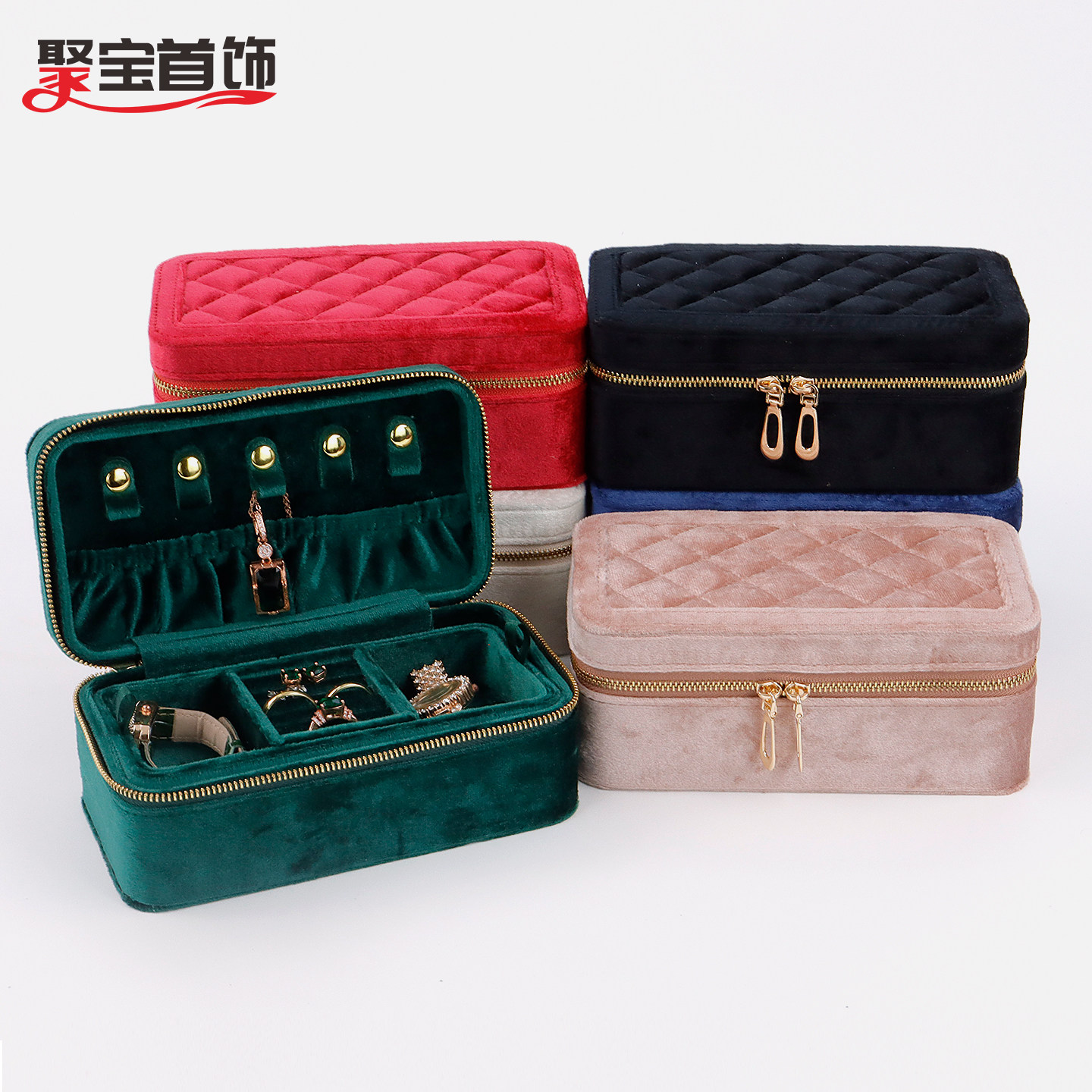 绒布首饰盒现货批发项链珠宝包盒