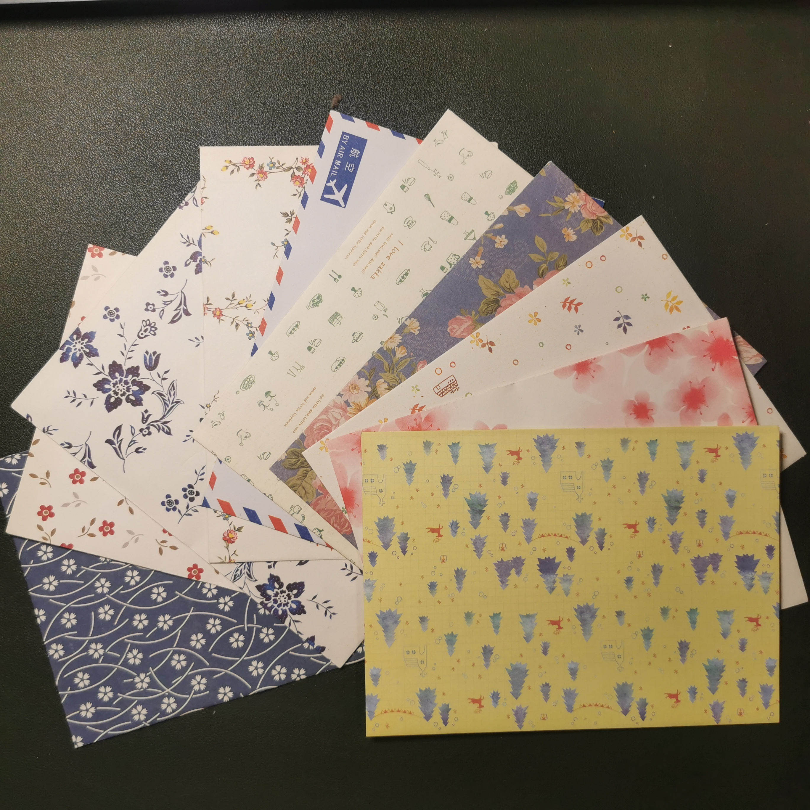 国风花草卡通信封 6寸照片素色空白无印刷复古朴素明信片套信封包