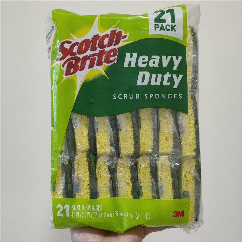 毛毛虫美国直购Scotch-Brite/思高3M百洁布+木浆棉双层洗碗刷现货