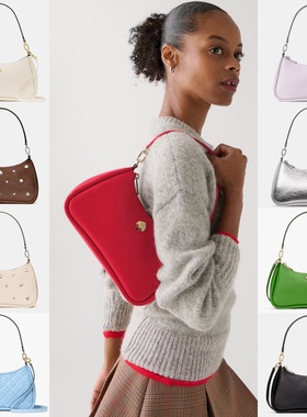 双旦24折起Kate Spade美国官网kayla小号牛皮单肩斜挎两用腋下包