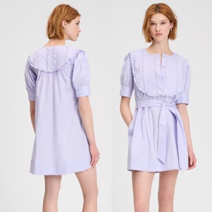 奥莱4折kate 连衣裙 spade美国官网scallop扇形花边宽松衬衫