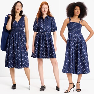 奥莱5折kate 佩斯利印花V领吊带半身连衣裙 spade美国官网秋款
