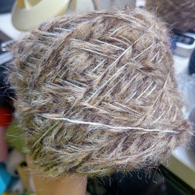 鹿港花式纱超长毛羊驼羊毛马海美拉德系带闪丝粗支623g超柔软滑